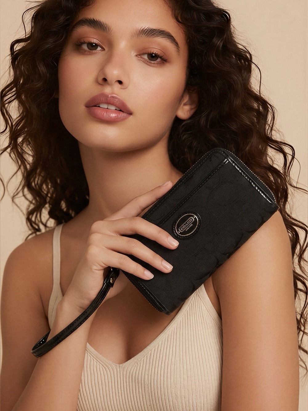 Coach Black Signature Wristlet